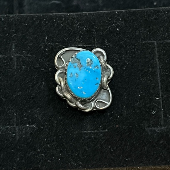 Vintage Navajo handmade sterling silver turquoise lapel pin